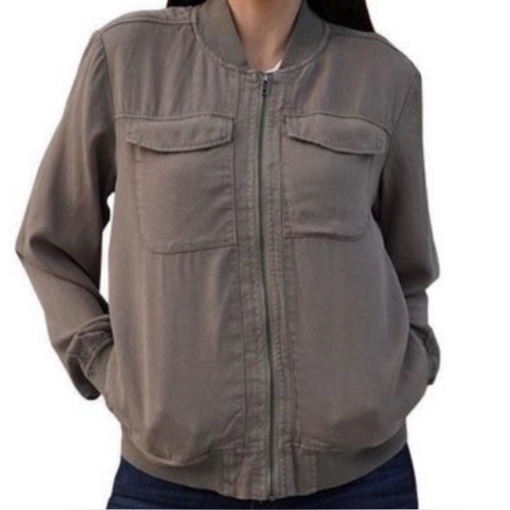 Love Fire Women's Olive Green Bomber Jacket Size XS Cropped Boho Grunge Indie